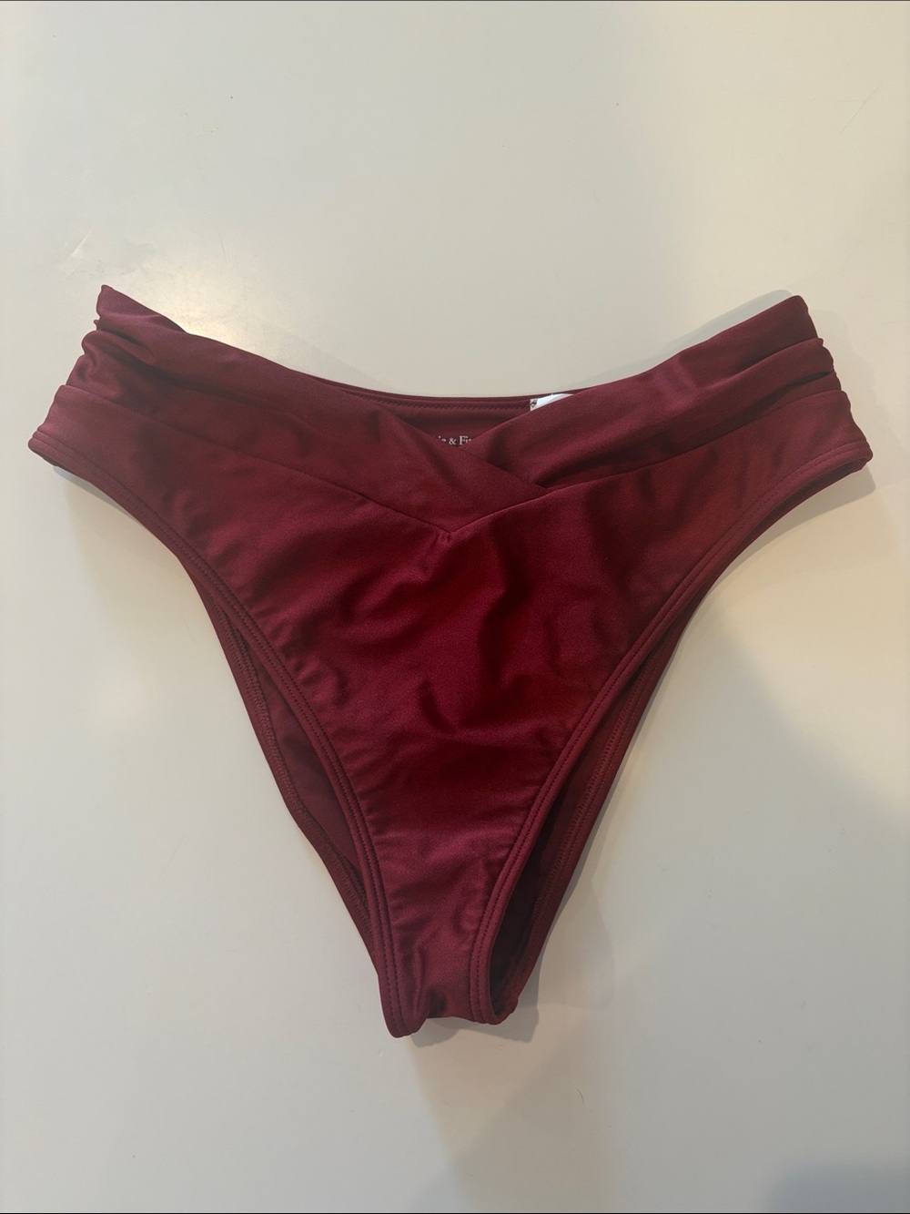Abercrombie & Fitch Burgundy High-Cut V-Waist Bikini Bottom
